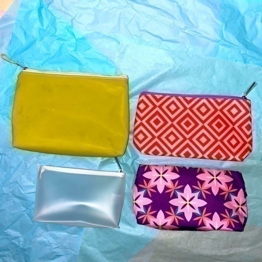 Set of 4 Clinique make up cosmetic pouch travel toiletries bag w/ zip closure - Picture 15 of 16